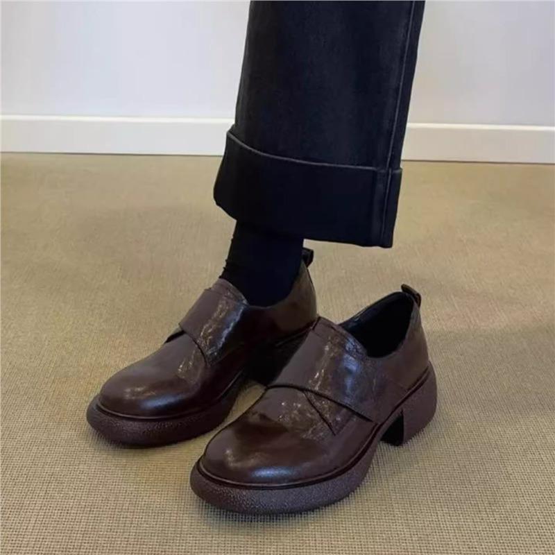 Retro-style Women's Versatile Round-toe Shoes, Single Shoes for Women