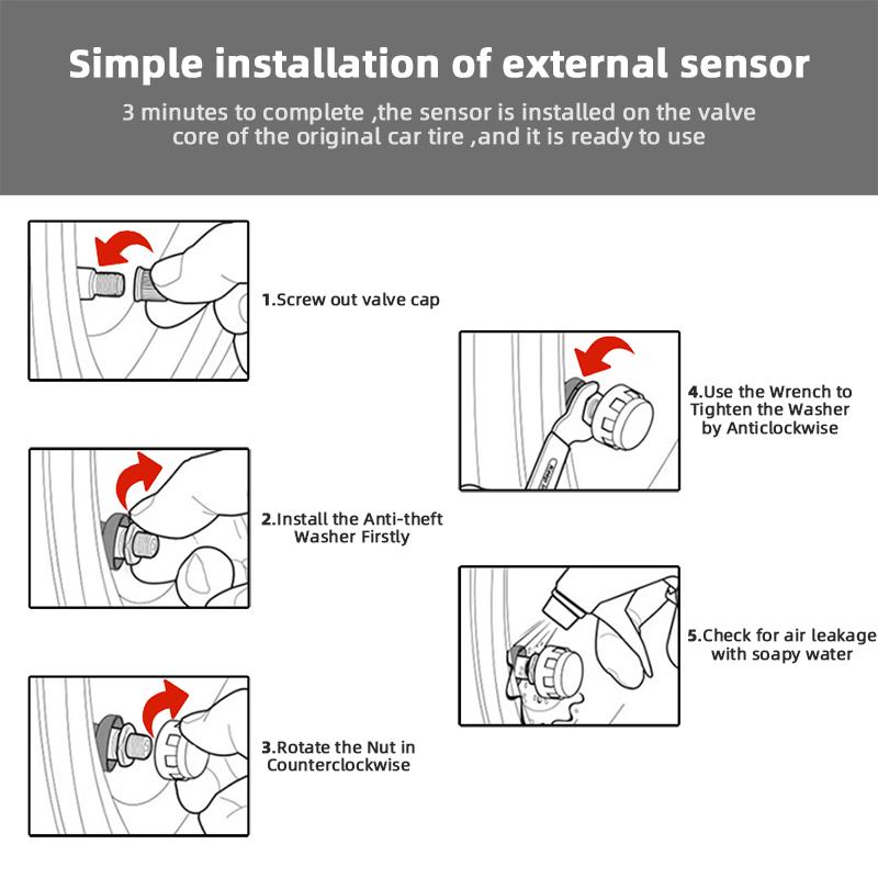 E-ACE Monitor tlaku v pneumatikách motocyklu TPMS Digitální displej Externí Motocyklový Bezpečnostní alarm Bezdrátový Detektor tlaku v pneumatikách