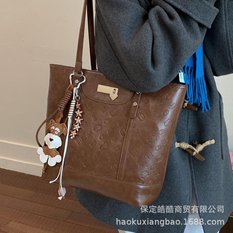 Embossed Tote Bag Women's Large Capacity 2025 New Autumn and Winter Versatile Casual Shoulder Bag Multi-functional Backpack Backpack