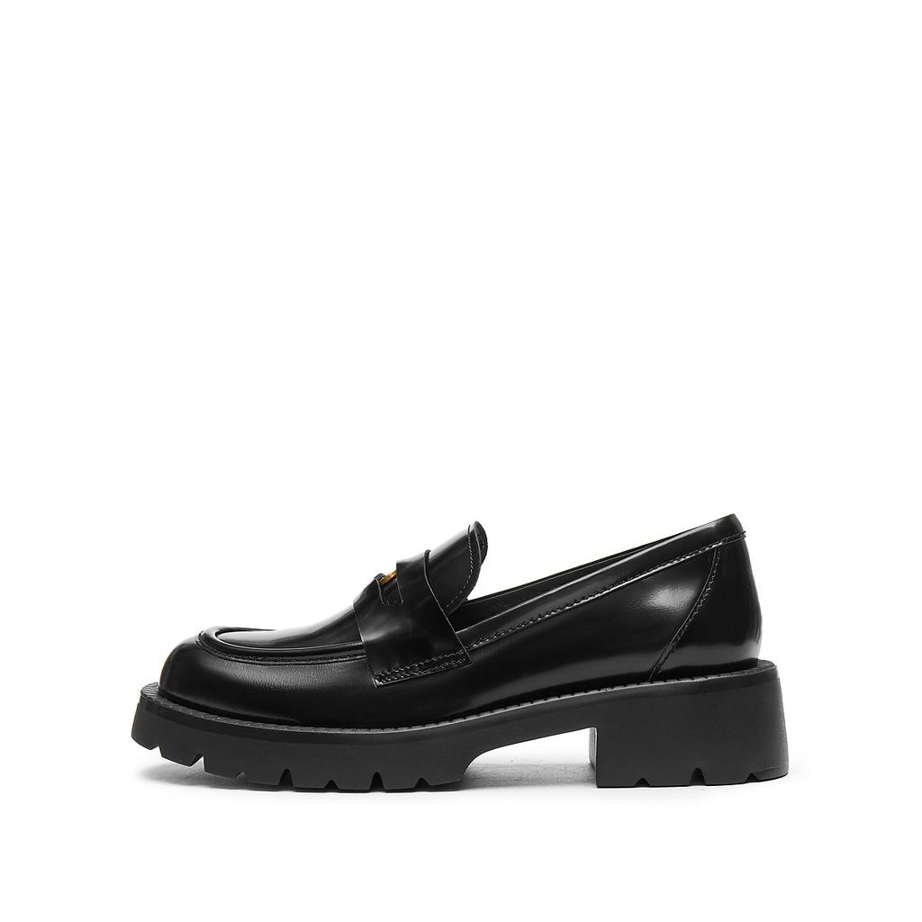 Sijiatu Spring British Style Loafers with Thick Soles and Increased Height, Wearing Small Leather Shoes for Women 9YJ53AA5