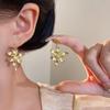 Iris Metal Flower Ear Hook Earrings: Elegant Retro Palace Style for Women