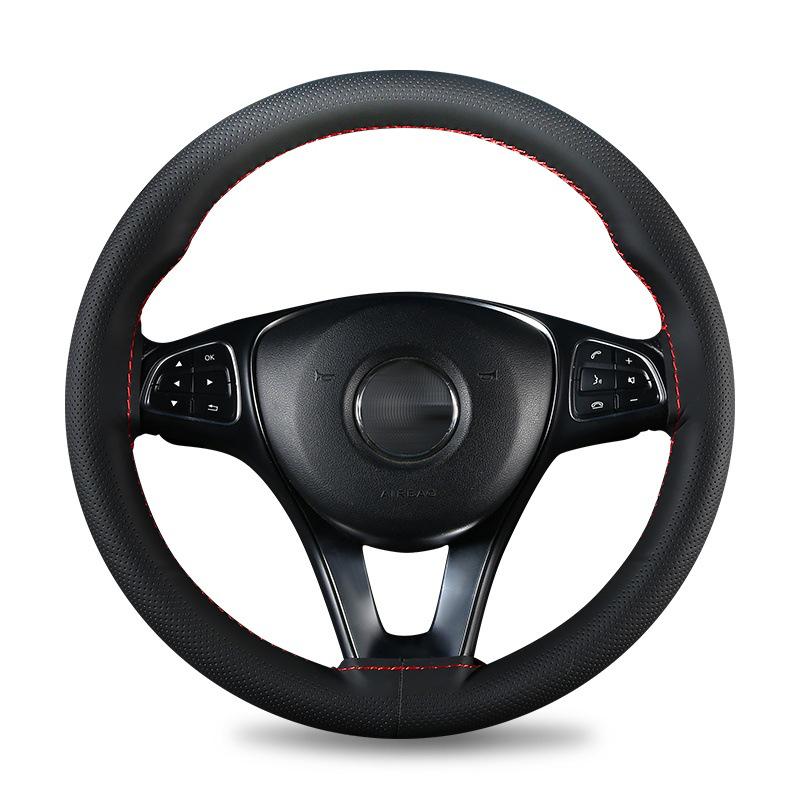 High-Elastic Leather Hand-Sewn Universal Steering Wheel Cover for All Seasons