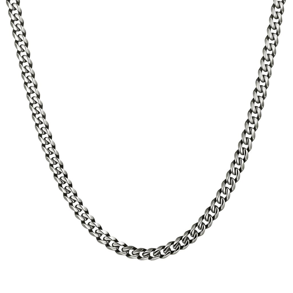 Vnox Retro Oxidized Stainless Steel Cuban Link Chain Necklace, 5mm Miami Curb Chain Neck Collar,Fashion Unisex Simple Jewelry