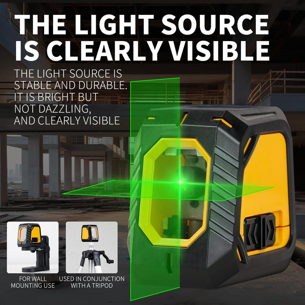 High-Brightness Green Laser Level: Two-Line Infrared Floor Leveling Tool