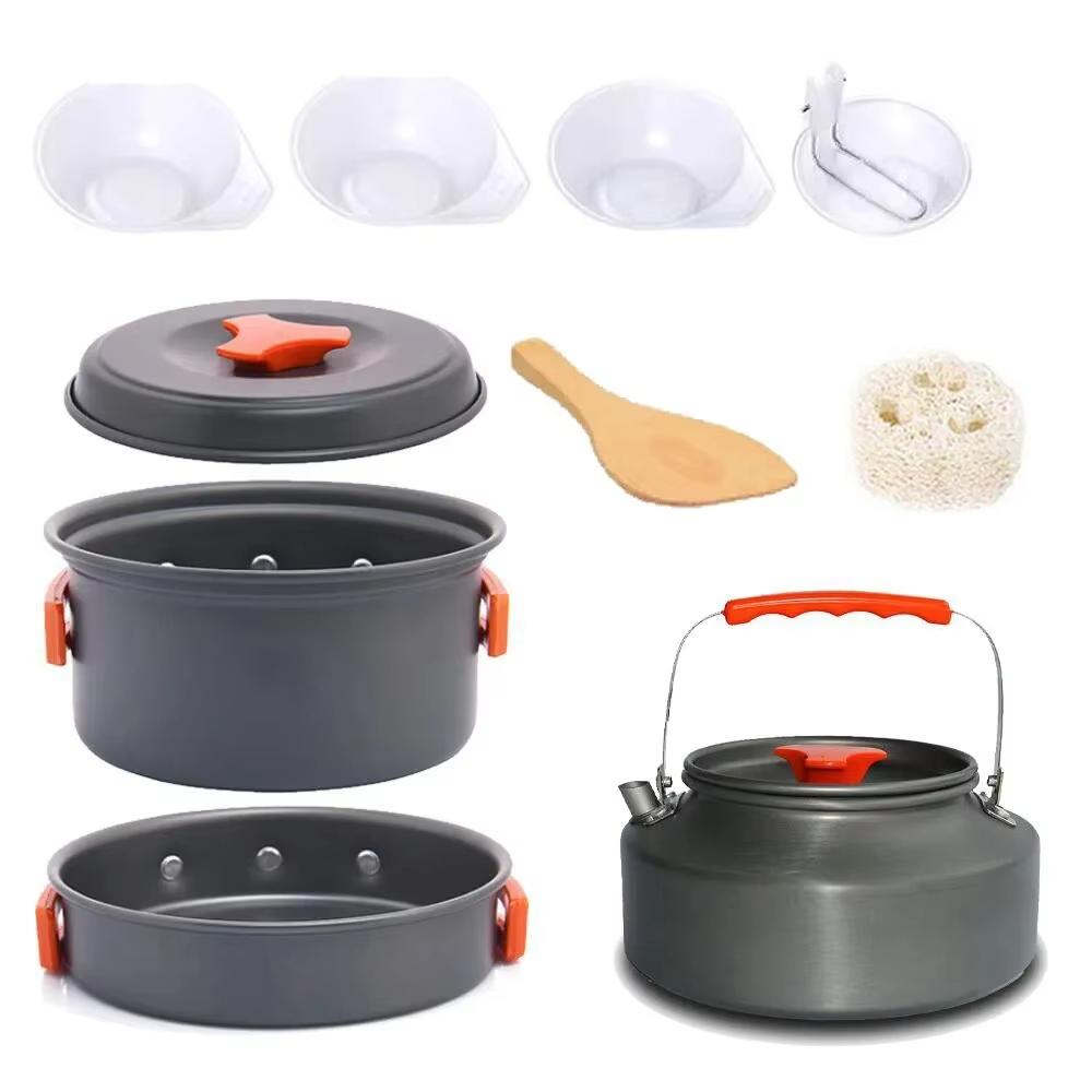 Camping Tableware Outdoor Cookware Set Pots Tourist Dishes Bowler Kitchen Equipment Gear Utensils Hiking Picnic Travel Equipment