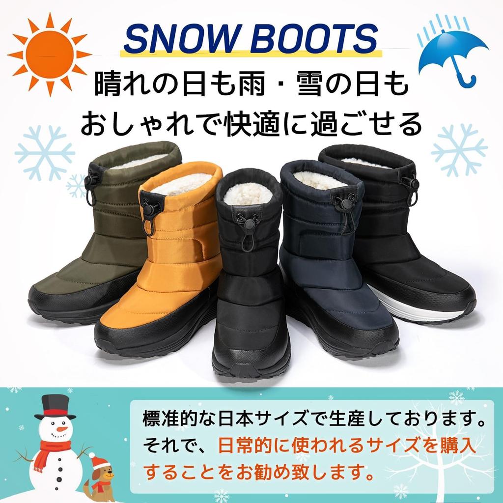 MERPHINE Snow Boots for Men and Winter Cold Weather Thick Suitable for Hokkaido Women, Shoes, Boots, Fleece-Lined, Boa-Lined, Warm, Sole, Non-Slip,