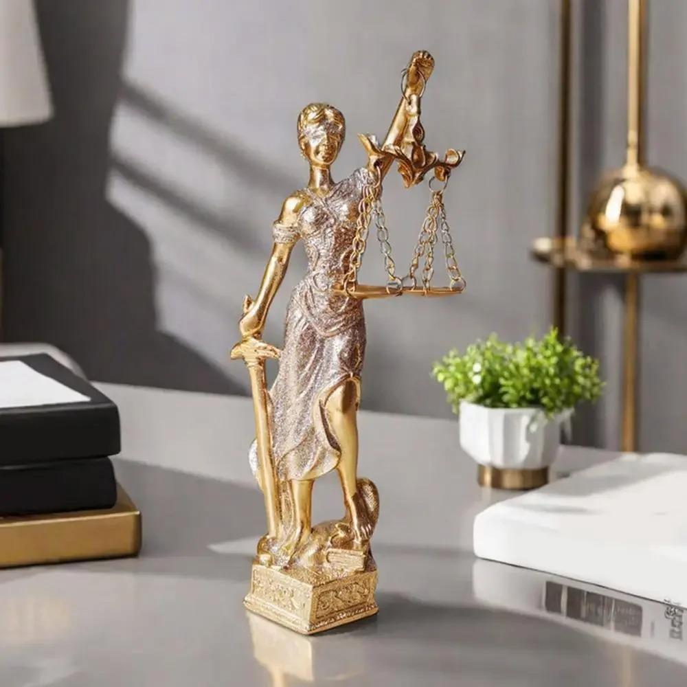 Europäischer Stil Griechische Göttin der Gerechtigkeit Statue Vintage Stabiler Boden Göttin der Gerechtigkeit Schreibtischornamente Harz