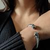Braccialetti Hip Hop in Acciaio Inossidabile Doppi Braccialetti Teschio per Uomo Regolabile Intrecciato Wrap Bracciale a Manetta Gioielli Scheletro Pulseras