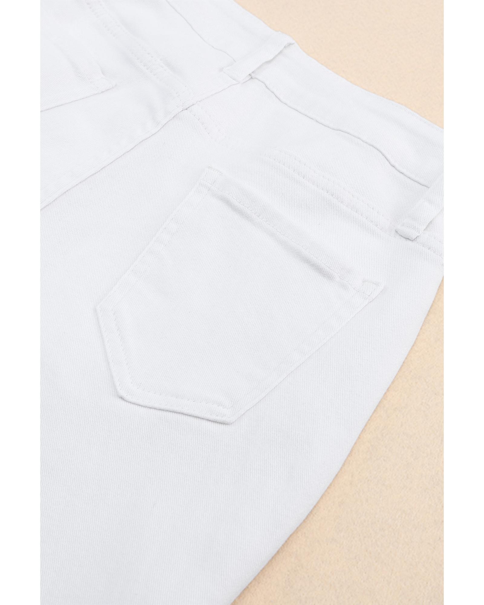 

Azura Exchange High Waist Distressed Skinny Jeans 14 US белый