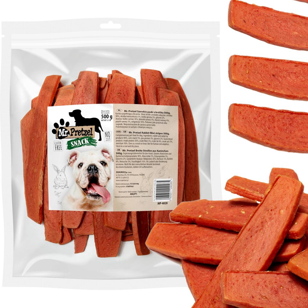 Przysmak, Przekąska Dla Psa Duże Paski Z Królika Mr.pretzel 500G