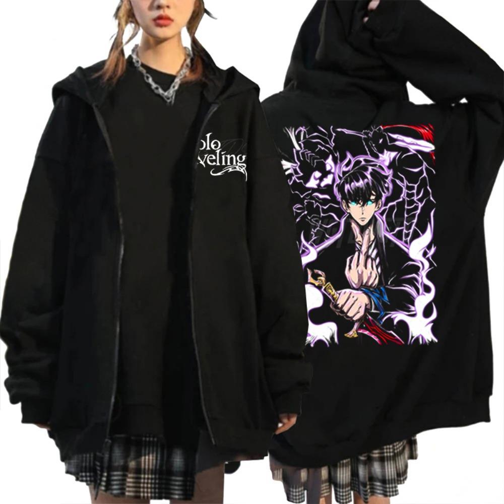 Cooler Streetwear-Hoodie mit Muster für Damen und Herren, Anime und Manga Weicher Reißverschluss-Hoodie, Song Jinyu Aufdruck für Damen und Herren M white