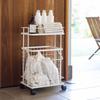 EMOOR Laundry Basket, Laundry Cart, White, Basket, Laundry Rack, Cart, Laundry Basket, 2-Tier, Mesh, with Casters