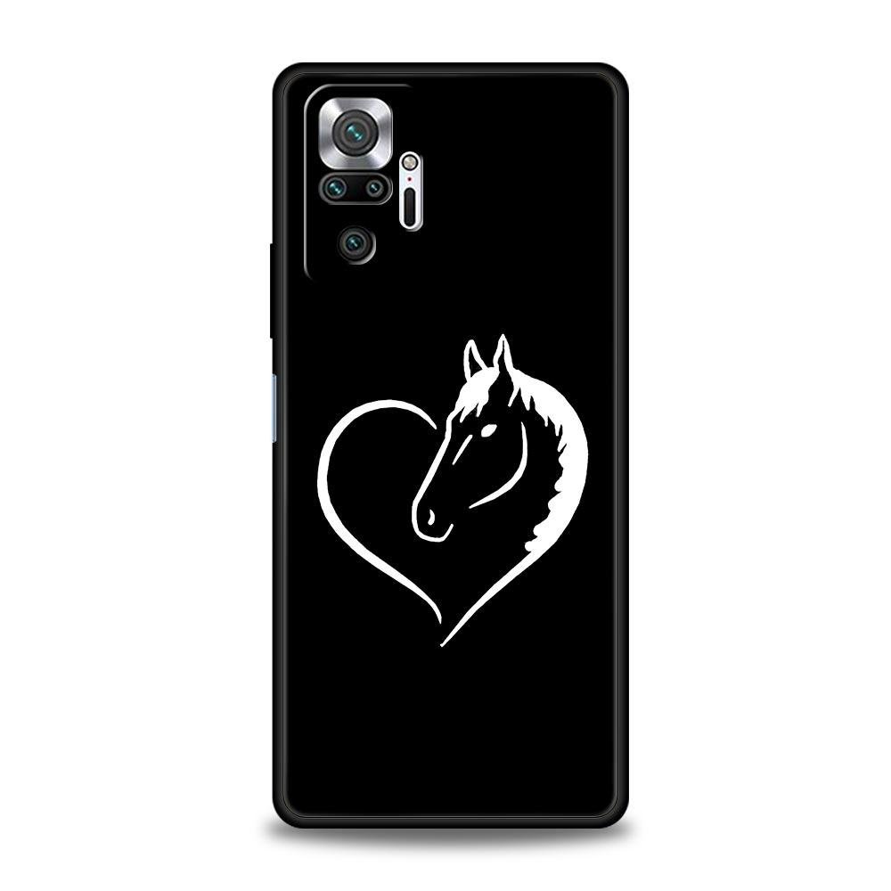 Animal Art Horse Phone Case For Xiaomi Redmi Note 14 13 5G 10 11 12 Pro Plus 4G 14C 13C 12C 10C Black Cover