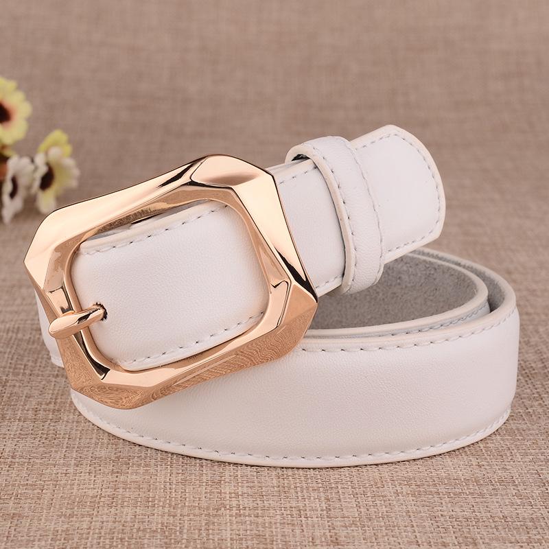 

Women s Pin Buckle Leather Belt - New, Stylish & Versatile Korean Casual Cowhide Design білий