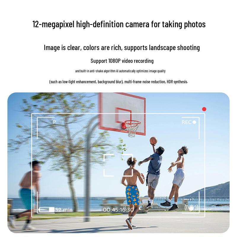 AI Smart Translation Glasses with 1200W Camera, Image Recognition, Recording, and Replaceable Myopia Lenses.