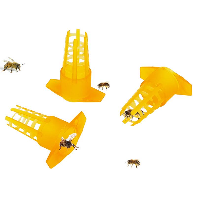 100Pcs Beekeeping Tools Cell Protector Cages Yellow Plastic Bee Queen Cage Protective Cover Beekeeping Equipment