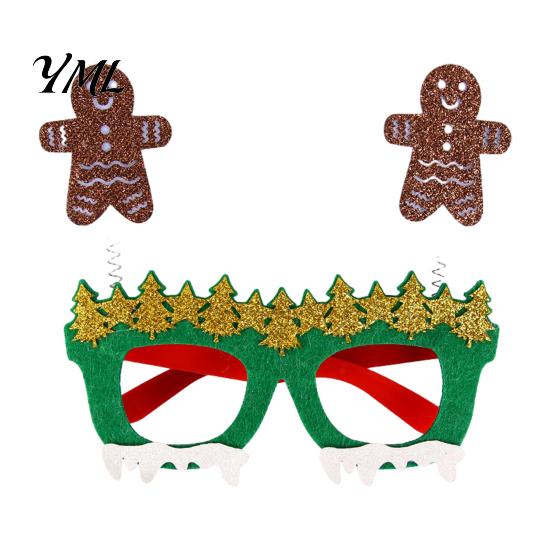Christmas Party Costume Decorations Glasses Photo Booth Props, Felt Reindeer Santa Snowman Eyeglasses for Holiday Funny Elk Snowflakes Spectacles