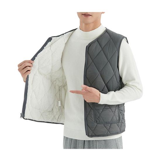 

Жилет-подкладка с V-образным вырезом, без рукавов, застежка-молния, жилет-пальто с карманами, однотонный ромб L серый