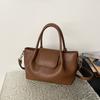 Large Capacity Vintage Casual Shoulder Bag With Texture Simple Fashionable Tote Daily Use