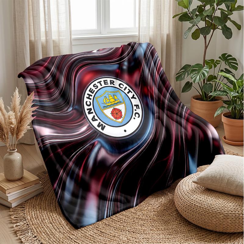 Manchester City Theme Blanket Soft Flannel Blanket Plush Throw Blanket Cozy Sofa Bed Blanket for Home Decor