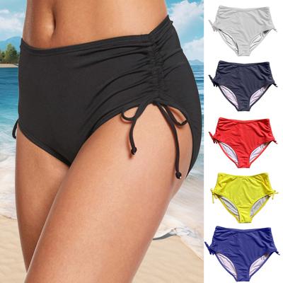 Dámské plavkové šortky, střih do V, bikini se stahovací šňůrkou Spodní díl plavek s nastavitelným nařaseným bokem, chlapecké šortky, plavky, šortky