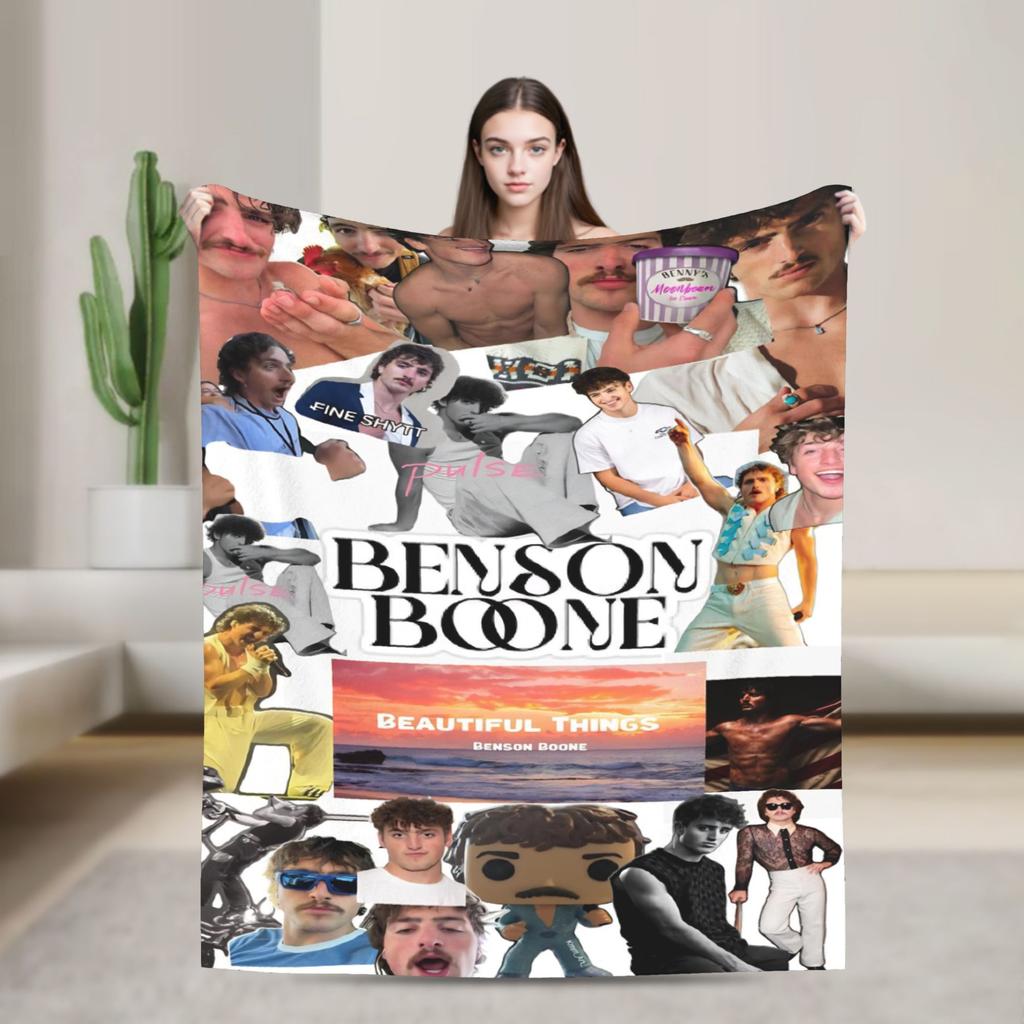 Benson Boone American Singer Blankets Warm Soft Plush Bedding Throws For Couch Bed Airplane Travel Flannel Bedspread Bed Cover