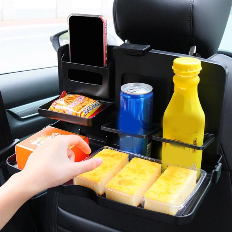 Car Backseat Multifunctional Organizer Folding Table Food Tray Drink Holder ABS