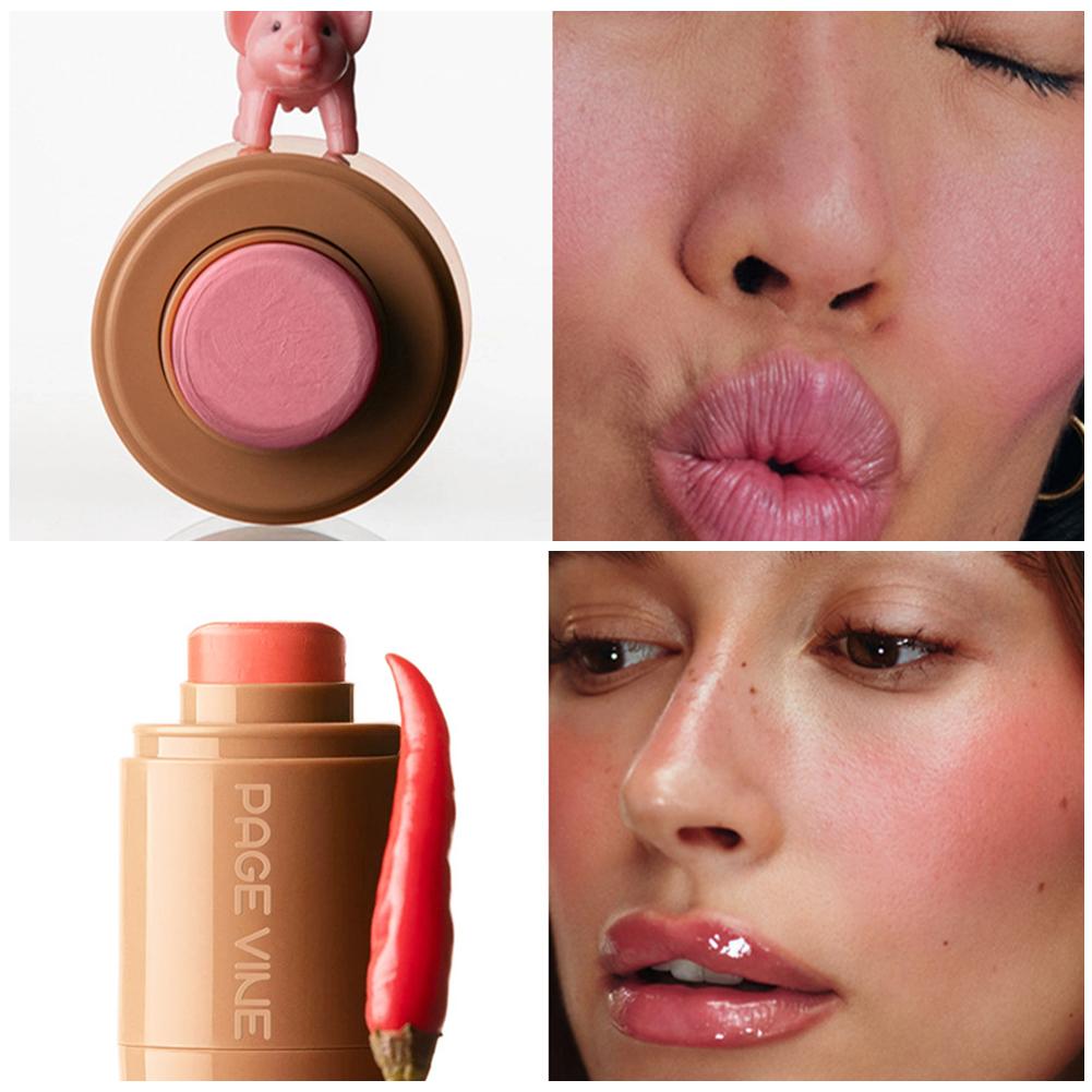 Pocket Powder Blusher Stick 6-color Lip Gloss Stick Highlights Brightens Natural Matte Rouge Blusher Blush Cream Stick