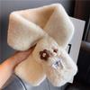 Fashion Faux Fur Plush Collar Scarf Women Cartoon Cute Flower Soft Thicken Scarves Lady Neck Warmer For Autumn Winter