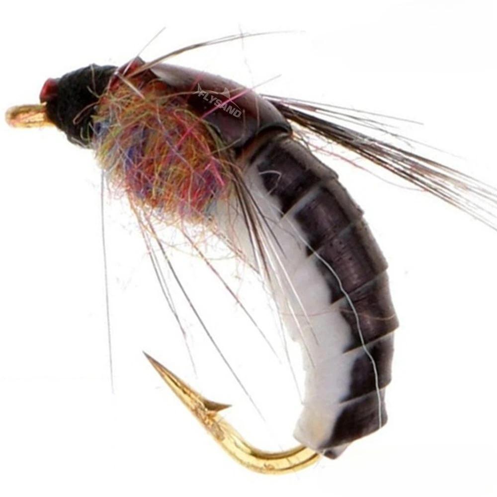 

Realistic Nymph Scud Flies Trout Fishing Lures Mustad Hooks Waterproof Box Freshwater Bait 6Pcs Size12