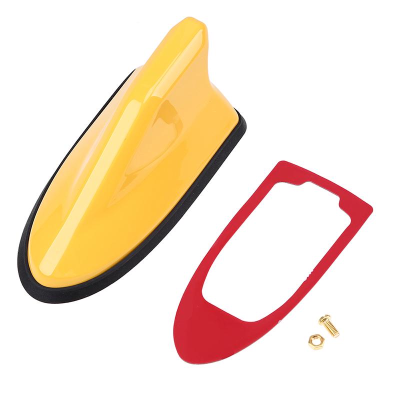 Shark Fin Antenna Universal Car Radio FM/AM Signal Amplifier Decorative Roof Aerial Base Sticker for SUV Sedan Auto Tuning
