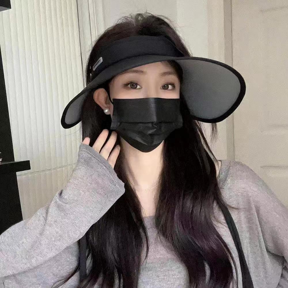 Sun protection cap Foldable sun hat Outdoor riding women's large brim Empty top cycling sun protection fisherman sun hat