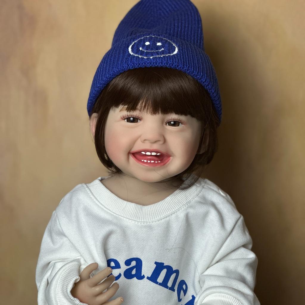 Față nouă Mila Corp din silicon complet moale 55 CM Realistic Reborn Baby Stand Papusa Fata Printesa Copil mic Bebe Cadou de aniversare