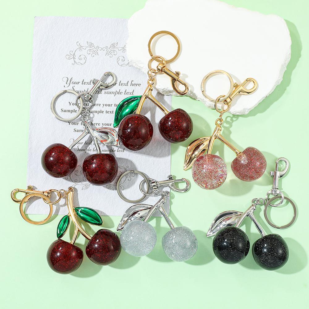 Fruit Cherry Bag Chain Charm Keychain Exquisite Red Cherry Key Chain for Women Bag Purse Pendant Accessories Gift
