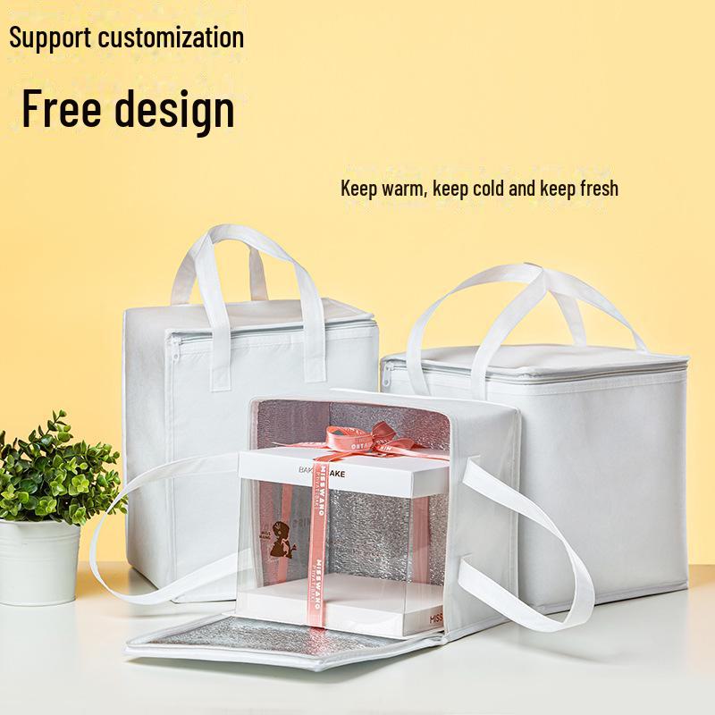 Kalınlaştırılmış Yalıtımlı Pasta Çantası – Taşınabilir Folyo Soğutmalı Çanta Doğum Günü Pastaları için
