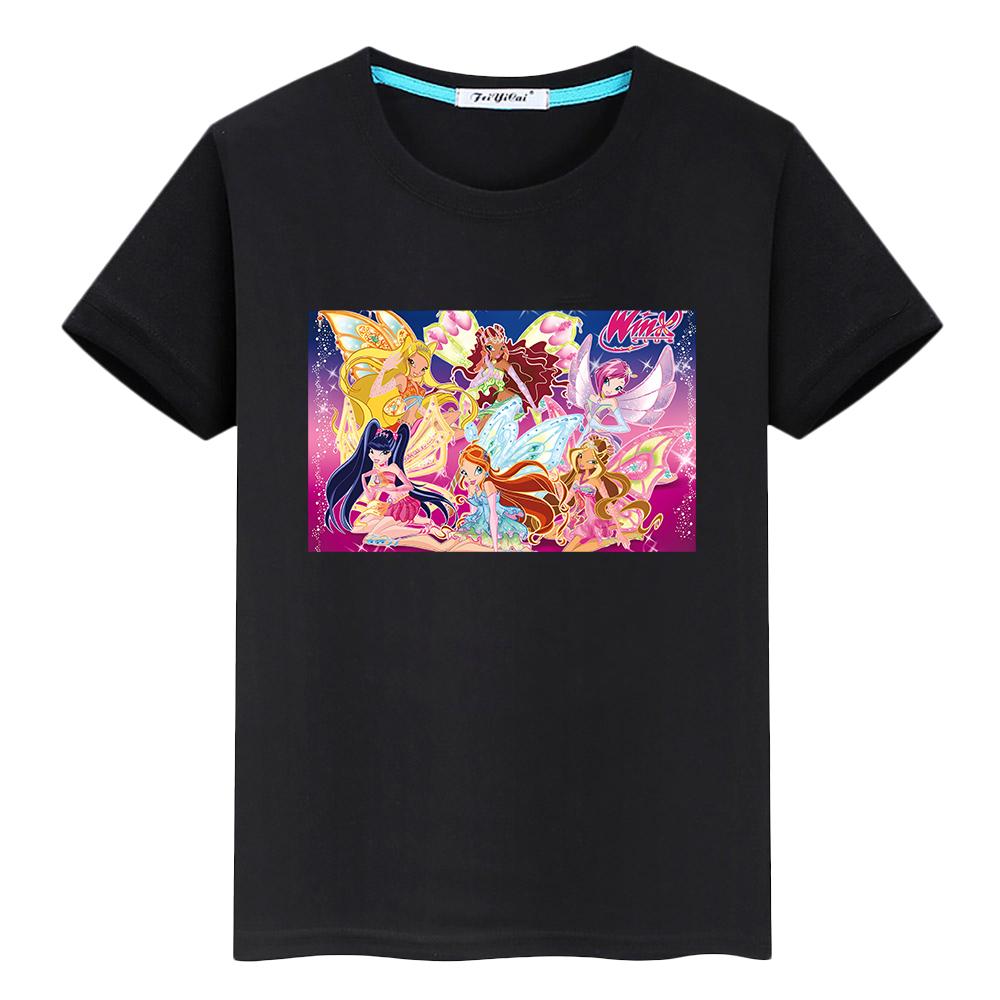 

Футболка Winx Cute Tops для дітей, хлопчиків, 10 років, аніме, коротка футболка з принтом Winx, мультфільм, 100% бавовна, гордість, одяг y2k, дитячий одяг, дитячий одяг 140 чорний