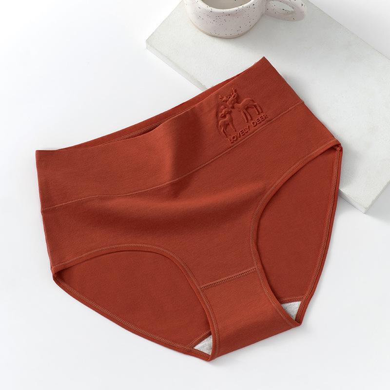 Plus Size Women's Spring and Autumn High Waisted Pure Cotton Cinched Triangle Underwear