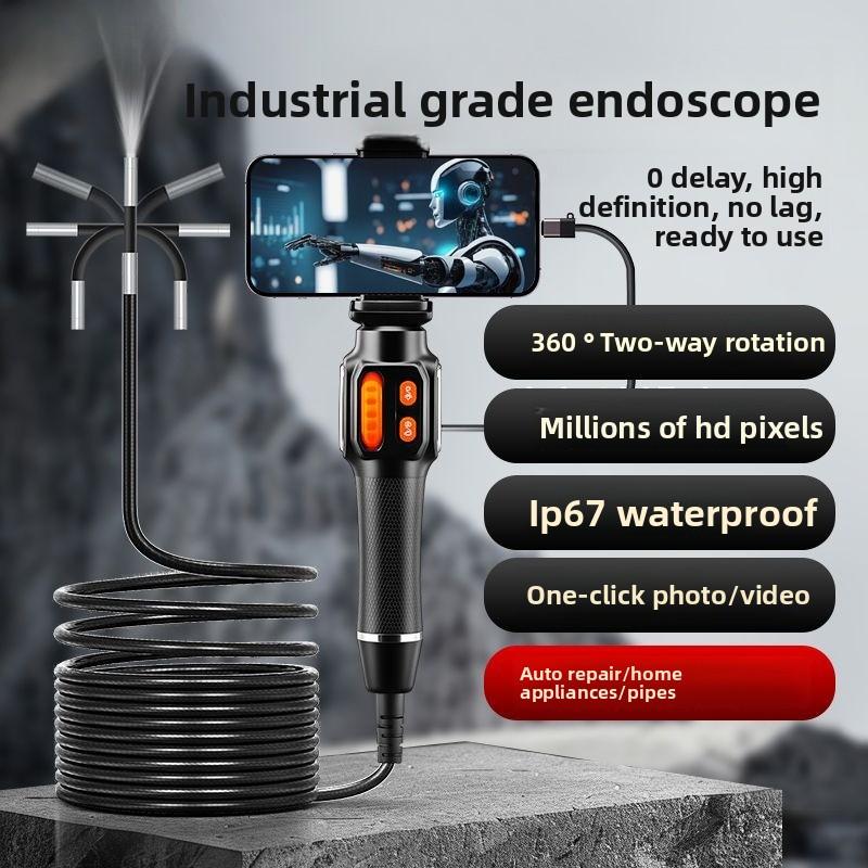 360 Degree Rotating Endoscope for Car Maintenance, Observing Carbon Deposits In Cylinders, High-temperature Resistant High-definition Camera