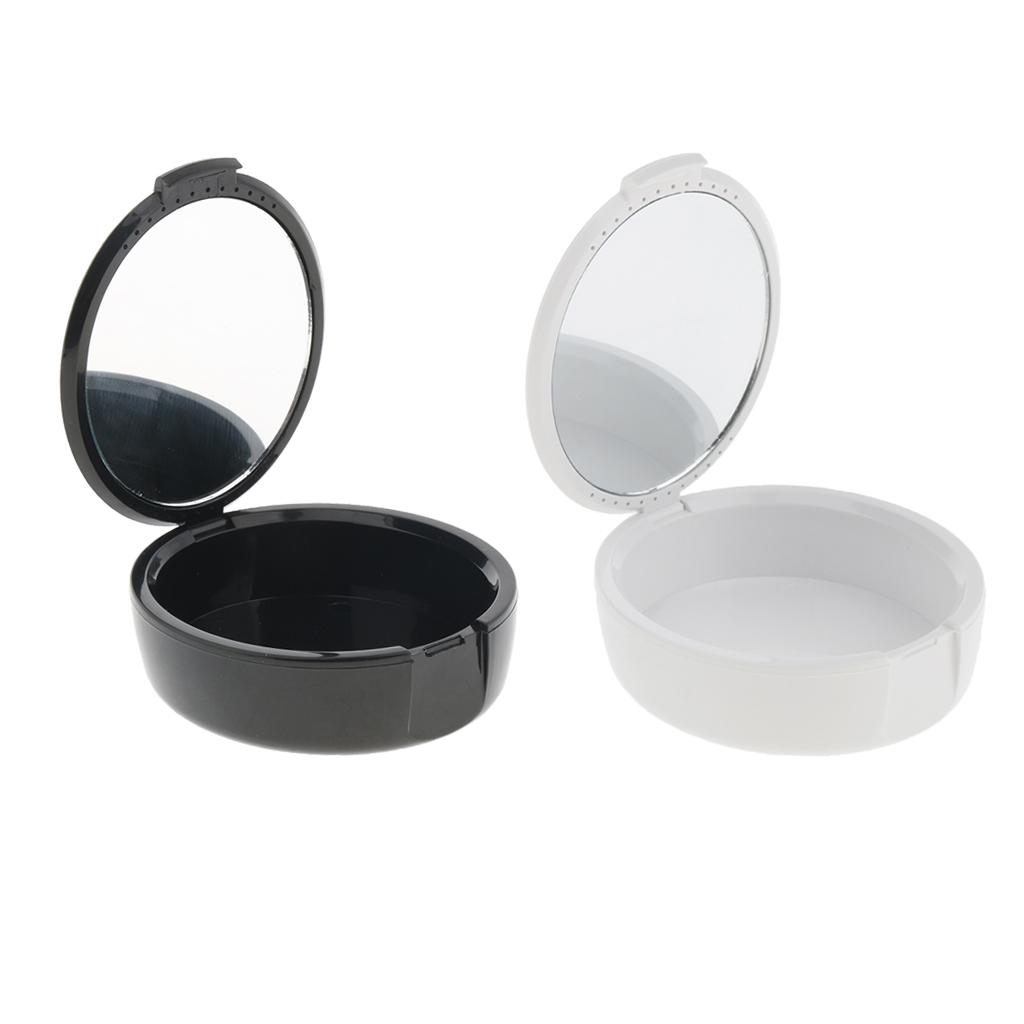 Compact Teeth Guard Holder Polypropylene Mouth Guard Case Ventilated Denture Storage Box with Small Mirror