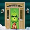 203x91CM Christmas Door Cover Green Hair Elf Print Living Room Bedroom Indoor Outdoor Wall Hanging Tapestry Backdrop Holiday Decoration Cloth