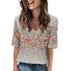Women's V Neck T Shirts Half Sleeve Tops Printed Casual Summer Tees T Shirt Blouse