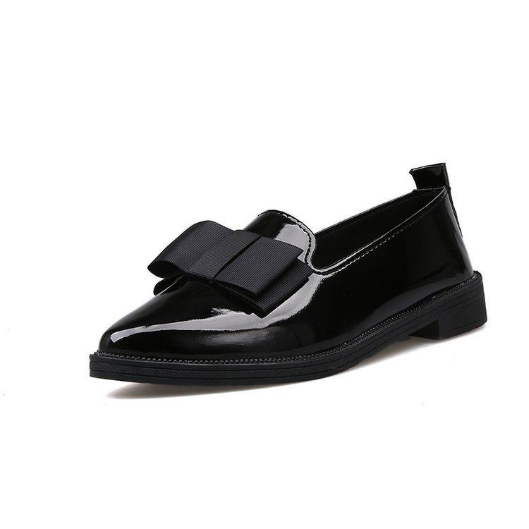 Summer leather shoes, summer new pointed bow shoes