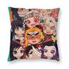 Demon Slayer Kimetsu No Yaiba Kissenbezug Weicher Polyester Kissenbezug Geschenk Kissenbezug Hülle Zuhause Reißverschluss cm