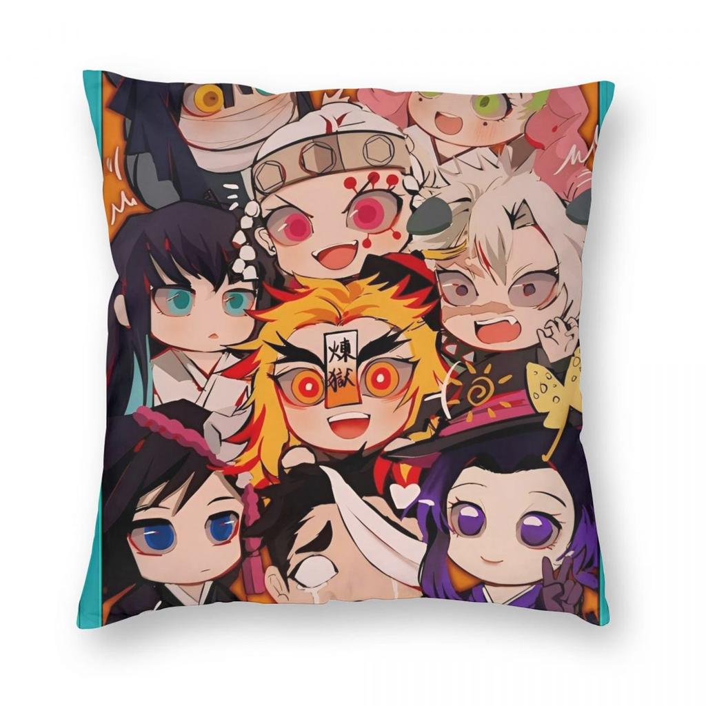 Demon Slayer Kimetsu No Yaiba Kissenbezug Weicher Polyester Kissenbezug Geschenk Kissenbezug Hülle Zuhause Reißverschluss cm