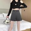 2026 Spring/Summer Women's Grey A-Line High-Waisted Wide-Leg Suit Shorts