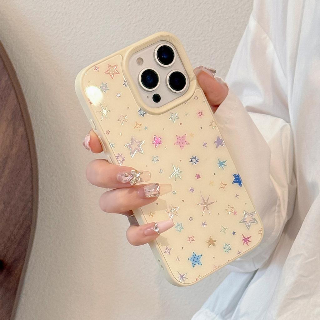 Gilded colorful star iPhone 16 case suitable for iPhone 17 Pro Max, fresh and stylish, anti-drop for 15/14/13