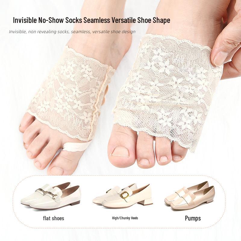 Summer Lace Toe Separator Slippers: Humanoid Sponge Foot Pad, Pressure Relief, Anti-Slip Invisible Half-Sole
