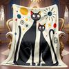 Comfortable Cat Theme Pattern Flannel Blanket Soft High-Definition Digital Print Black and White Color Home Decor Cooling Blanket All-Season Use! Soft