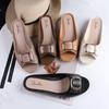 Fashion Women's Summer Slippers 2025 New Square Buckle Casual Peep Toe Beach Shoes Fashion Flat Chunky Heels Sandalias Zapatillas Mujer