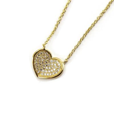[L7063] - Gold-Plated Necklace 'Love' White Gold - 14x14 Mm